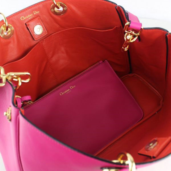 Christian Dior diorissimo original calfskin leather bag 44373 rose red & orange